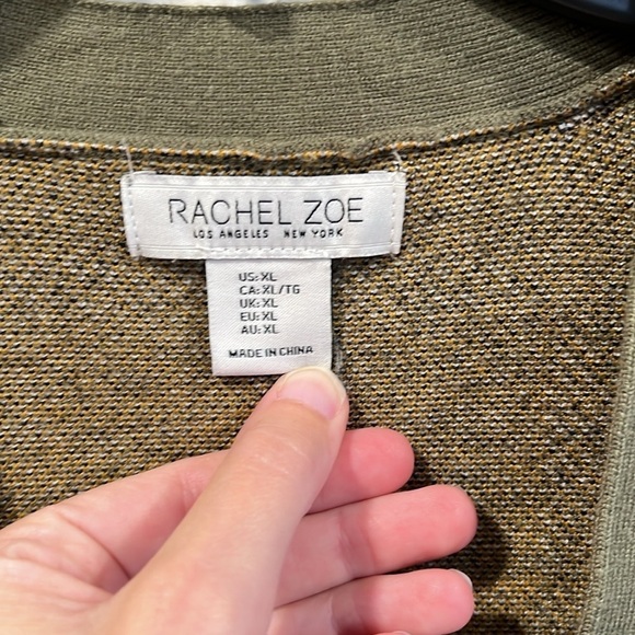 Rachel Zoe V Neck 3 Button Cardigan Green/Black/Gold/White Size XL EUC - Picture 4 of 8
